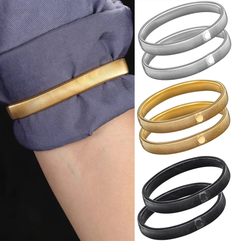 Men'S Accessories Holder - ที่รัดแขนเสื้อยืดแบบยืดหยุ่น 2 ชิ้น, ที่รัดแขนโลหะสำหรับผู้ชายและผู้หญิง, สายรัดเสื้อปรับได้, อุปกรณ์เสริมเสื้อผ้า