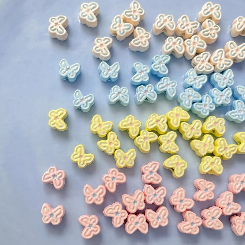 Men Accessories Locket - ขายส่ง 100 ชิ้น/ล็อตสีสเปรย์สีพิมพ์สัตว์การ์ตูนผีเสื้อรูปร่างลอย locket charms diy