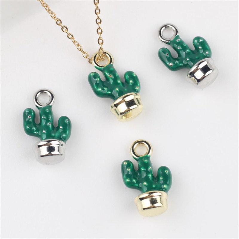 Men Accessories Locket - ใหม่มาถึง 50 ชิ้น/ล็อตโลหะผสม drop น้ํามันการ์ตูนกระบองเพชรอ่างล้างหน้ารูปร่างโลหะ locket