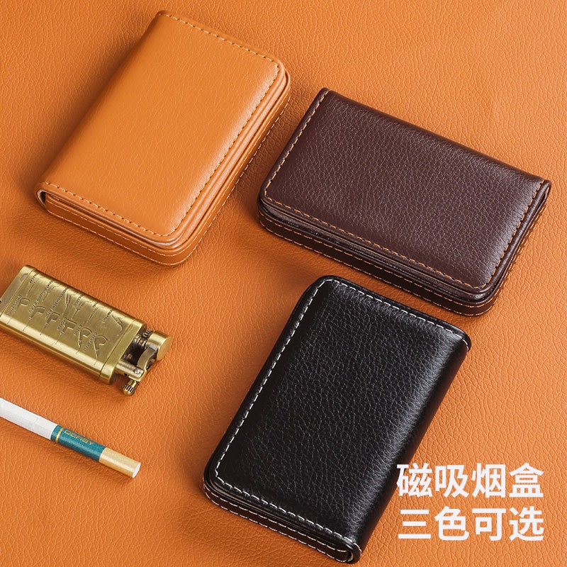 Men'S Accessories Holder - กล่องใส่บุหรี่แบบพกพาขนาด 8 มม. ทำจากหนัง PU พร้อมช่องใส่บัตรธุรกิจ