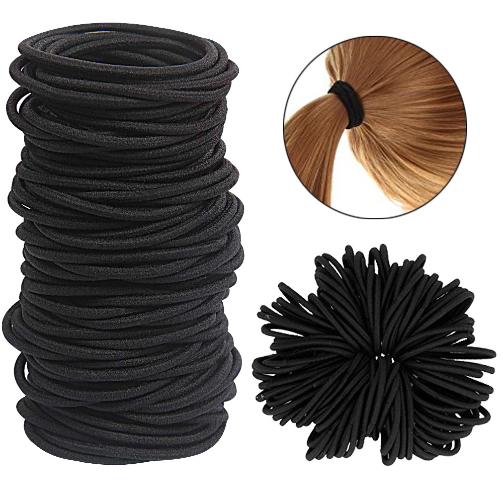 Men'S Accessories Holder - 10/30/50pcs 4MM สีดําขนาดเล็กผมผูกผมยืดหยุ่นแหวนผู้ถือหางม้าสําหรับ DIY ผู้หญิงหนา CURLY