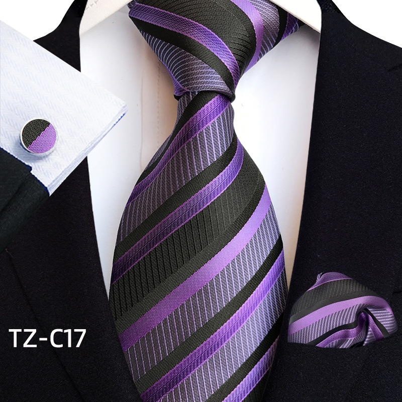 Men'S Accessories Essentials - เนคไทผ้าแจ็คการ์ดสีแดงสำหรับผู้ชาย+ผ้าพันคอสี่เหลี่ยม+กระดุมข้อมือ+คลิปหนีบเนคไท, อุปกรณ์เสริมที่จำเป็นสำหรับชุดงานเลี้ยงงานแต่งงาน, มีหลายสีให้เลือก
