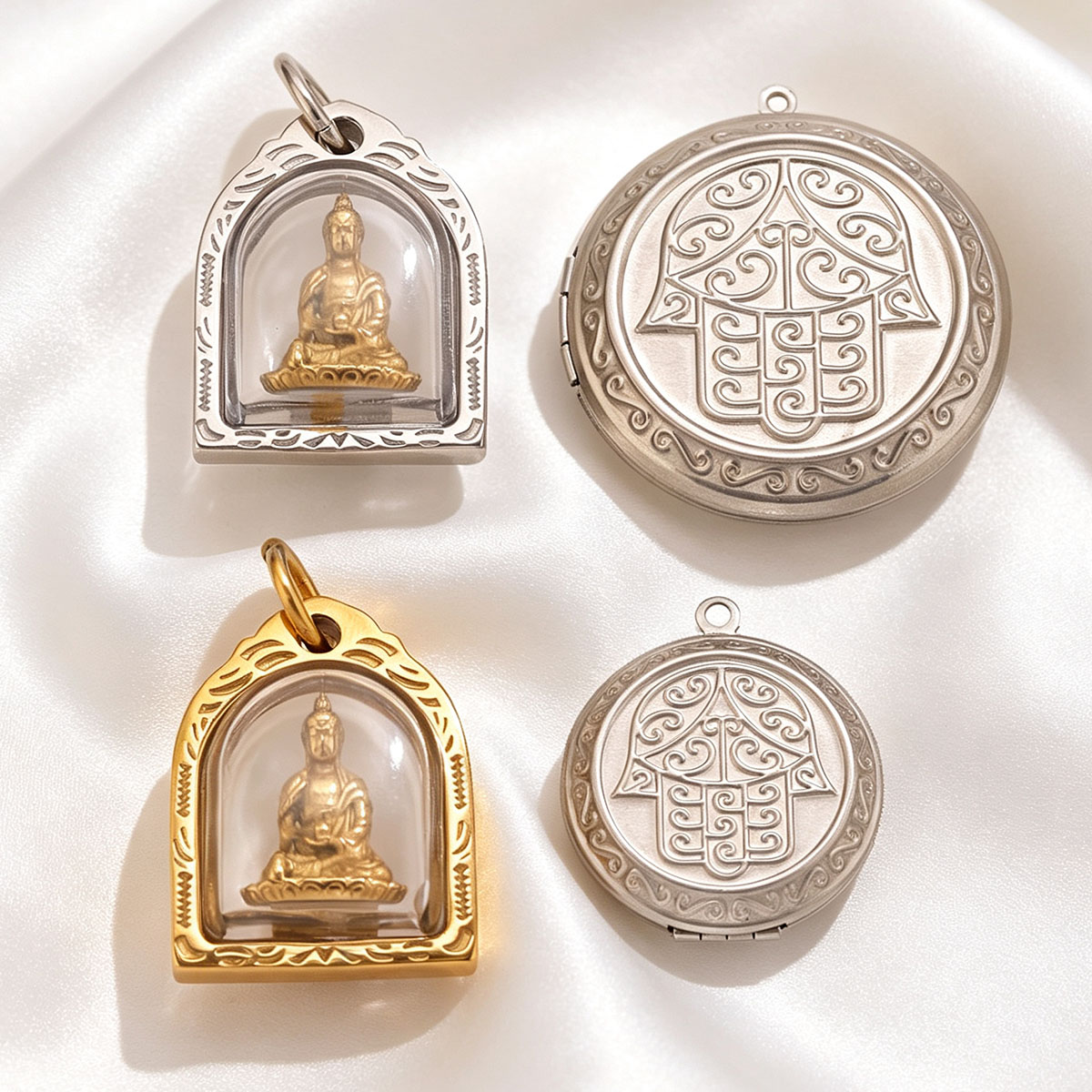 จี้กรอบรูป 1/2 ชิ้น ทำจากสแตนเ - Men Accessories Locket บทวิจารณ์และราคา