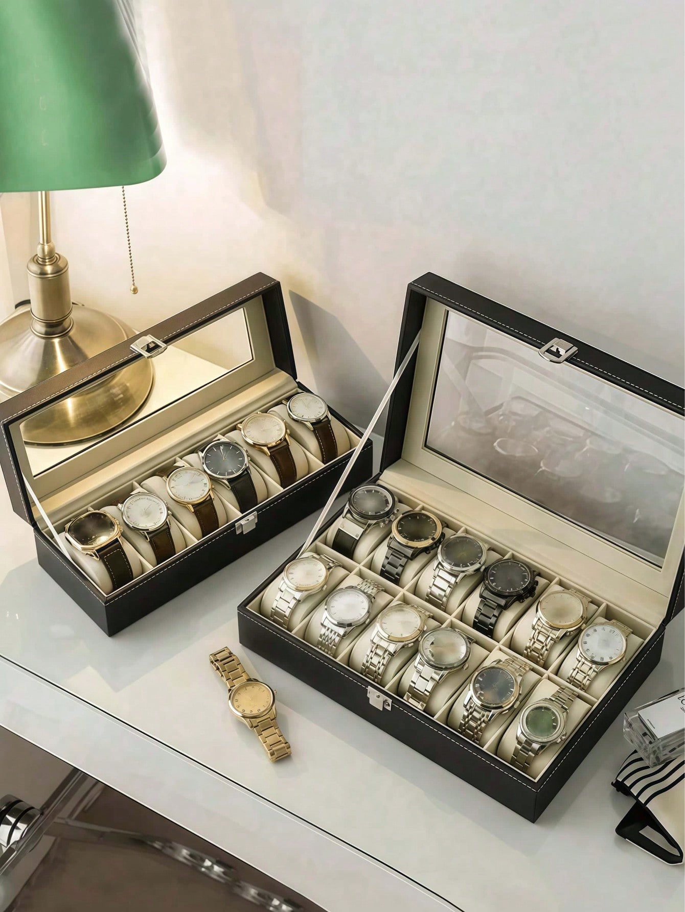 กล่องใส่นาฬิกาหนังพร้อมกุญแจล็ - Men'S Accessories Rack บทวิจารณ์และราคา