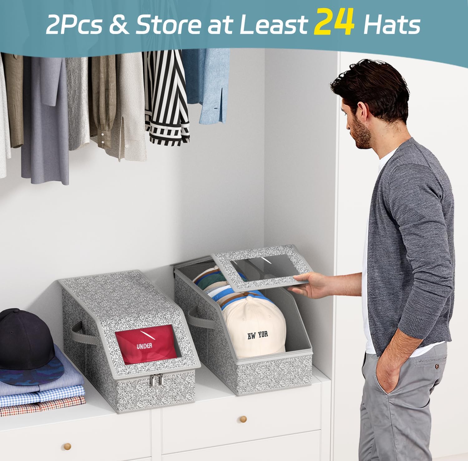 AOODA กล่องเก็บหมวกแบบซ้อนกันไ - Men'S Accessories Rack บทวิจารณ์และราคา