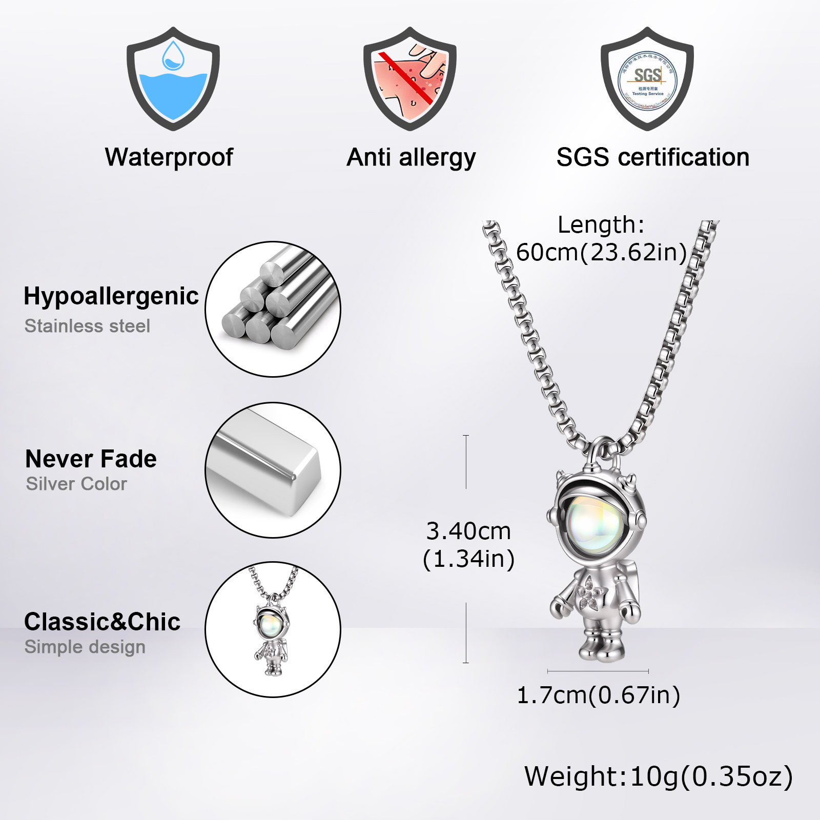 สร้อยคอจี้นักบินอวกาศ Vnox สแต - X Men Accessories บทวิจารณ์และราคา